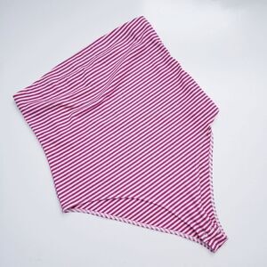 Forever 21 + Pink and White Strip Strapless Bodysuit